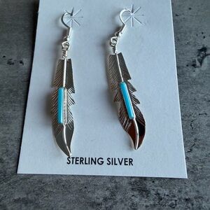 Allen Barney Navajo Handmade Sterling Silver Turquoise Earrings